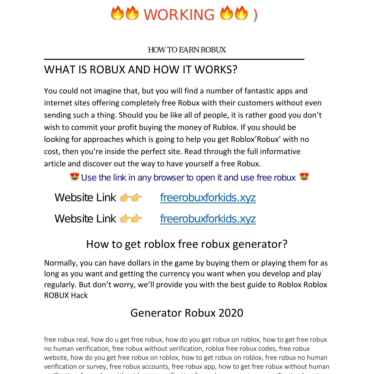 Roblox Robux Hack Generator Doc Docdroid - how to get robux without having to verify