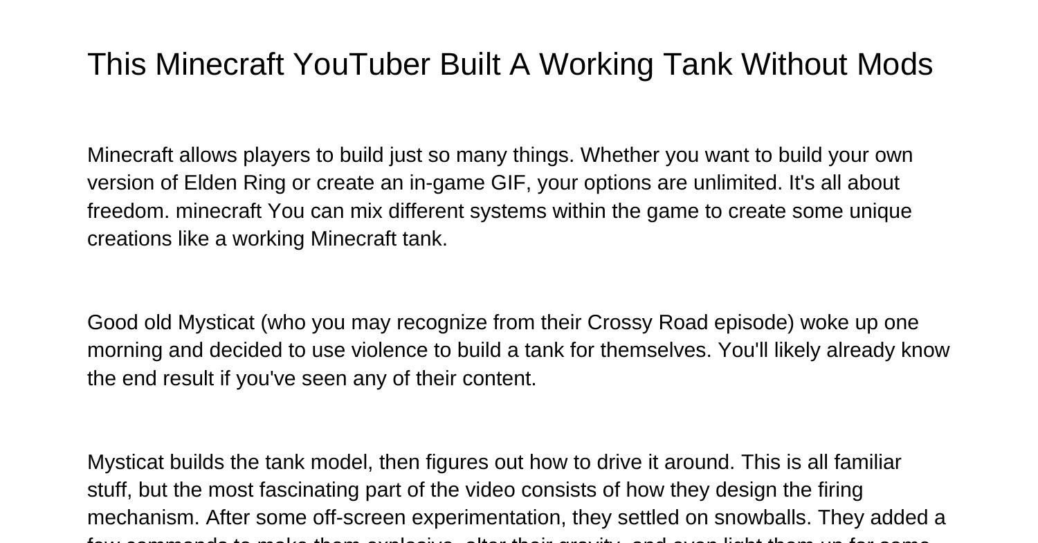 This Minecraft YouTuber Built A Working Tank Without Modssizoq.pdf.pdf ...