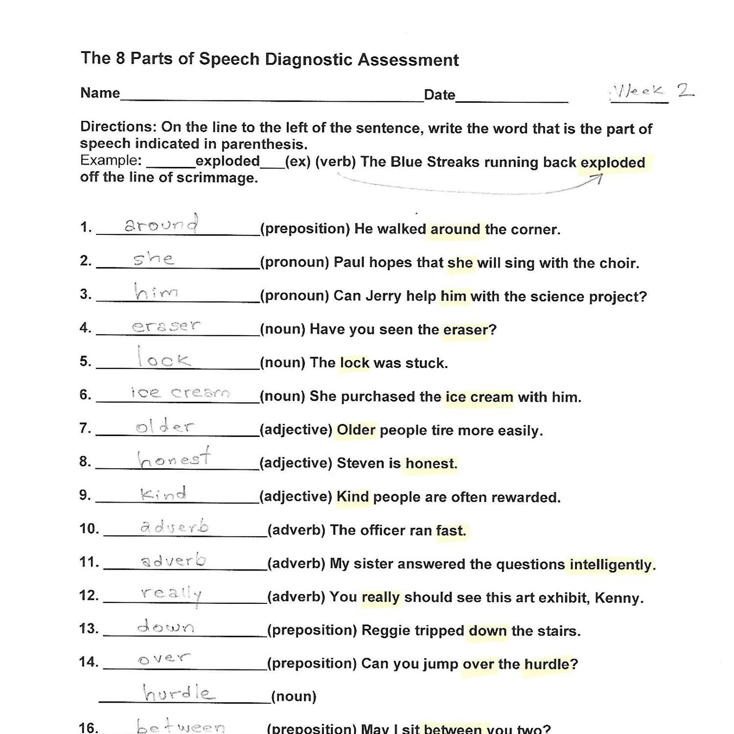 diagnostic assignment grammar answer key