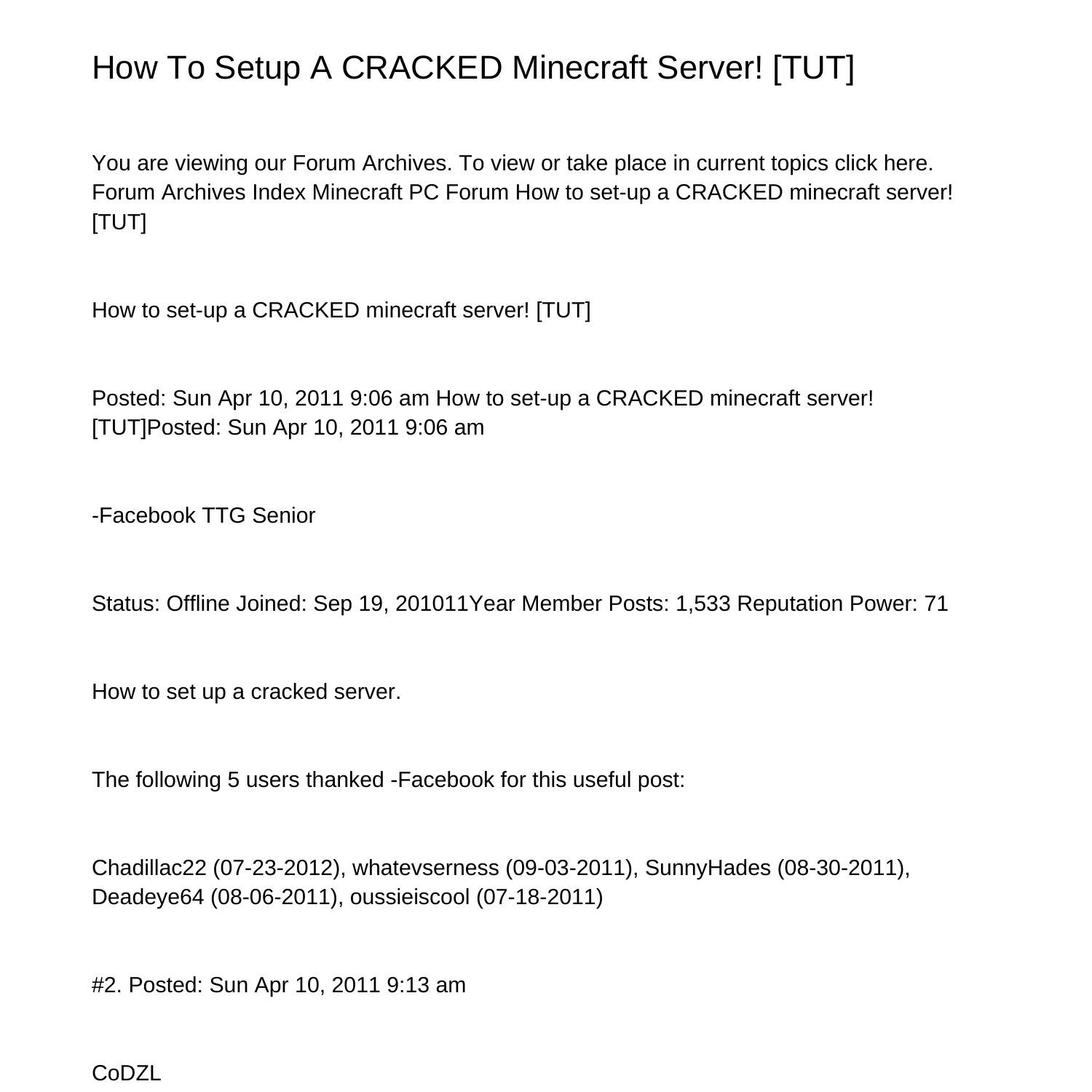 How To Setup A CRACKED Minecraft Server TUTszrpt.pdf.pdf DocDroid
